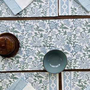 Indus Art Emporium Classic Handmade Thin 100% Cotton <b>Rectangle</b> Place Mat Floral Print Geometric Border Machine Washable Home - Product Image 6