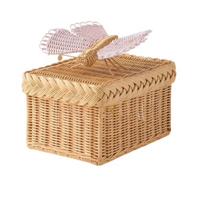 Handcrafted Rattan <b>Basket</b> with Butterfly Lid Cute Wicker Storage Box Creative Butterfly <b>Gift</b> <b>Basket</b> for Home Decor Wholesale - Product Image 2