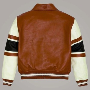 Avirex Brown <b>Sheepskin</b> Leather Flight Bomber <b>Jacket</b> for Men - Product Image 2