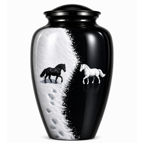 Beautiful <b>White</b> <b>Black</b> and <b>White</b> Ducks with Enamel Memorial Cremation Urn for Adults Human Funeral Ashes - Product Image 2