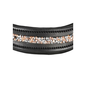 Banda de cejas de caballo de cuero acolchado suave hecha a mano duradera con incrustaciones decorativas pequeños cristales de marca hotfix cadena Bling ceja banda caballo - Product Image 1