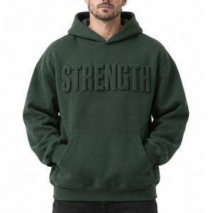 Sweat à capuche gris foncé pour homme de qualité supérieure, imprimé avec la phrase « Happiness », coupe décontractée, pull-over - Product Image 1