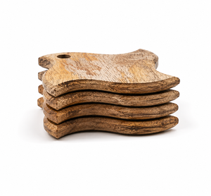 Handcrafted Wooden Coaster Set with Wooden Holder <b>Rustic</b> Mango <b>Wood</b> Drink Coasters for Coffee <b>Table</b> Tea Cups & <b>Dining</b> Decor - Product Image 4