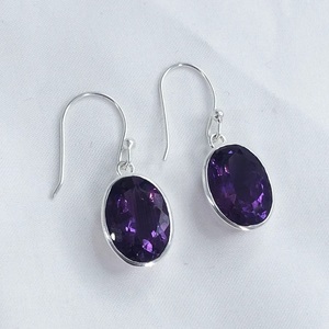 925 Sterling Silver Handmade Natural Amethyst Gemstone Cuff Earrings Boho Christian Fashion Jewelry for Women Gift - Product Image 6