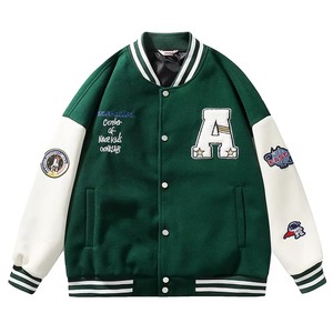 Unisex Embroidered Varsity Jacket Fleece Single Button Closure Custom Front Logo OEM Service Windproof Breathable Solid Autumn - Product Image 2