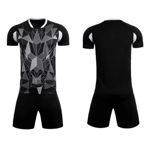 Unisex Black Geometric Sublimated Soccer Jersey Short Sleeve Regular Moisture Wicking Breathable All Seasons Front Customizable - Product Image 1