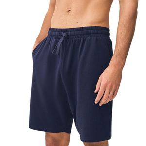 Shorts de sport personnalisés pour hommes, unis, avec cordon de serrage, en coton noir et bleu marine, avec poches, pour la gym, le fitness, la musculation et l'entraînement, vente en gros de vêtements - Product Image 2