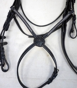 Halter de cheval de bride mexicaine en cuir de crackle de cristal durable et confortable pour l'équitation utilisation équestre - Product Image 2