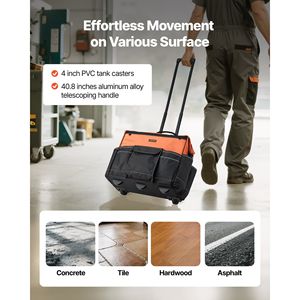 Bolsa de herramientas rodante impermeable de alta resistencia con 27 bolsillos y 20cm de profundidad sobre ruedas para un almacenamiento práctico de herramientas - Product Image 4