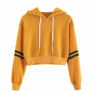 Custom Women's <b>Crop</b> <b>Top</b> Hoodie 100% Cotton Solid Casual Oversize Cropped Pullover Sweatshirt - Product Image 2
