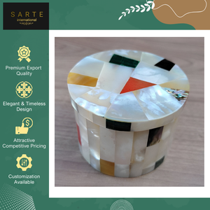 Boîte à bijoux en marbre blanc chic faite à la main avec incrustation de nacre d'ormeau de qualité supérieure, idéale pour offrir en cadeau - Product Image 5