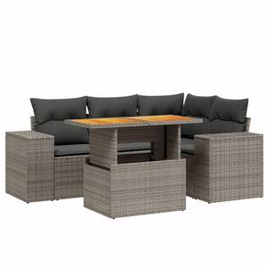 Grey Pe <b>Rattan</b> Garden <b>Sofa</b> Set 78.7 X 57.1 X 33.5 In Contemporary Outdoor Furniture Weather Resistant 6 Seater - Product Image 2