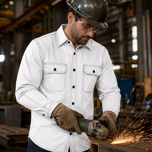 CAT2 Safety Flame Retardant FRC Woven Men's <b>Welding</b> <b>Shirt</b> 7.5OZ NFPA2112 Pearl Button Cuffs FR <b>Shirt</b> - Product Image 6