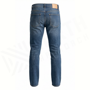 Jean en denim délavé coupe droite slim pour homme, taille haute, en coton, style décontracté automne - Product Image 2