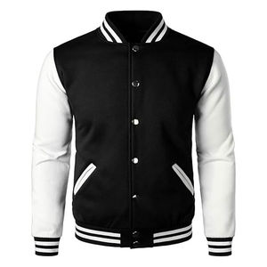 Vestes universitaires pour hommes en coton chenille personnalisables en gros pour l'hiver, style streetwear, noir et blanc - Product Image 2