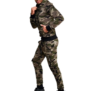 <b>Camouflage</b> Two-Piece Jogger Set Men's Tracksuit Autumn Athletic Outdoor Fitness Custom Hoodies Green Cargo Polyester/Cotton - Product Image 3