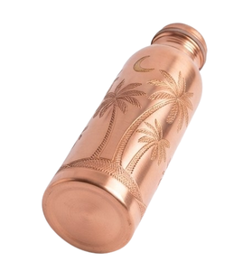 Best Quality Embossed Design Leaf Medium Size Decorative <b>Metal</b> Copper <b>Water</b> Kitchenware Copper <b>Bottle</b> Drinkware - Product Image 5