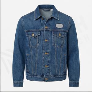Veste en jean sans capuche pour homme, logo sur le devant, haute qualité, séchage rapide, respirante, vêtements d'hiver, fermeture à boutons, fabrication en usine - Product Image 1