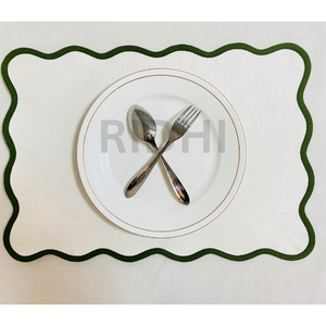 Manteles Individuales de Lino Blancos y Verdes al por Mayor, Manteles con Borde Festoneado, Manteles Ecológicos de Lino, Manteles Personalizados para Mesa de Comedor - Product Image 5