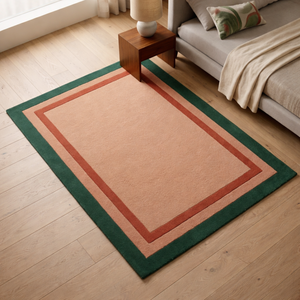 Tapis en laine tufté à la main de qualité supérieure, minimaliste, résistant aux taches, lavable, moderne, beige, vert, terre cuite, pour salon, chambre à coucher - Product Image 3