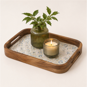Handcrafted Eco-friendly Teak Wood Serving Tray Elegant Rectangular Decorative Trays with Solid Pattern <b>Home</b> Decor for Wedding - Product Image 4