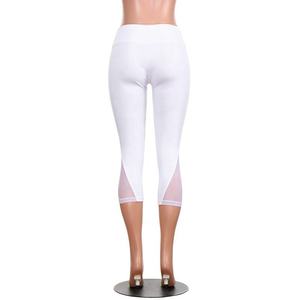 Pantalon de yoga pour femme, blanc, en maille, uni, coupe capri, taille haute, sans couture, effet push-up, pour la course et le fitness, legging unisexe, prix abordable, OEM - Product Image 3