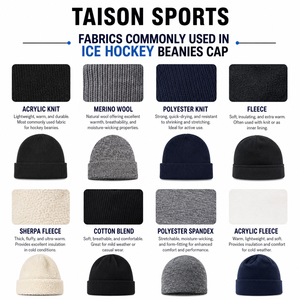 TAISON SPORTS Premium 320 GSM 100% <b>Wool</b> Rib Knit Ice Hockey <b>Beanie</b> Cap Maroon Green Gold Custom Embroidery Leather Patch Unisex - Product Image 2