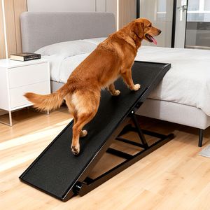 Rampa Plegable de Madera para Perros con Tapete de Goma Antideslizante y 3 Barandas Laterales de Seguridad Extraíbles para Sofá o Cama - Camas y Accesorios para Mascotas - Product Image 1