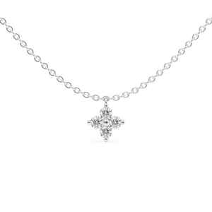 Collar con Colgante de Trébol de Cuatro Hojas con Diamantes Cultivados en Laboratorio, Chapado en Oro, Plata de Ley 925, Diseño de Racimo de Flores, Clásico, Unisex, para Novia - Product Image 1