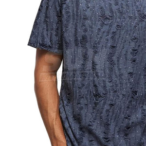 T-shirt ample imprimé couleur unie respirant écologique séchage rapide 100 % coton effet vieilli pour homme – Collection été – Vente en gros - Product Image 5
