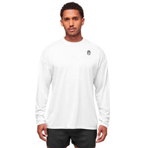T-shirt à manches longues surdimensionné pour homme, blanc, coupe décontractée, léger, respirant, pour la salle de sport, l'entraînement, le sport et les occasions décontractées - Product Image 1