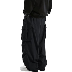 Men Baggy Cargo <b>Pants</b> Elastic Waist Loose Fit Washed Wide Leg Polyester/Cotton <b>Summer</b> Utility Jogger <b>Pants</b> for Outdoor - Product Image 2
