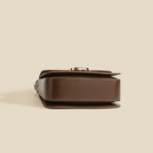 Sac bandoulière mini en cuir marron avec fermeture à fermoir, style classique, sac bandoulière mini pour femme, pour un usage quotidien - Product Image 3