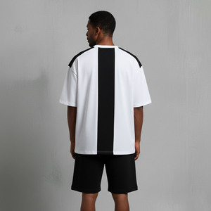 Ensemble short coupe-vent streetwear respirant et écologique, personnalisé OEM avec logo DTF, 100% coton, grandes tailles, 2 pièces, couleur unie - Product Image 5