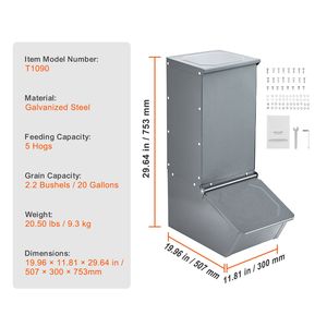 Comedero de Acero Reforzado para Cerdos, Capacidad de 2.2 Bushels, Comedero de Una Puerta para Lechones, Comedero Multiusos para Animales - Product Image 4