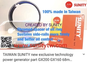 Anillos de Pistón de Gasolina Nuevos TAIWAN SUNITY, Sobremedida 68mm +1.25mm GX160, Juego para Piezas de Motor Agrícola - Product Image 3