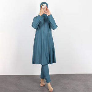 Traje de Baño Musulmán Personalizado para Mujer, Burkini de 3 Piezas, Color Sólido, Traje de Baño Modesto Islámico - Product Image 1