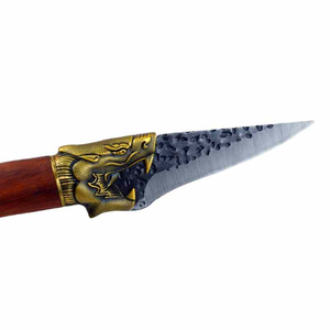 Couteau de chasse à pointe tombante, lame en acier au carbone, manche en bois, épaisseur 0,6 mm, bord droit, qualité DIY - Product Image 2