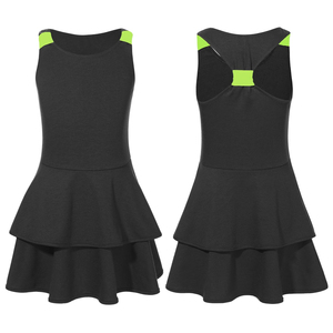 Girls Pink Sleeveless Tennis <b>Dress</b> With <b>Ruffle</b> Skirt Breathable Fitted Sport Wear For Children <b>All</b> Seasons - Product Image 4