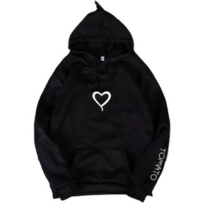 Sudadera con Capucha para Mujer, 100% Algodón, Tejido de Punto, Estampado de Latido de Corazón, Logotipo Frontal, Ropa Casual de Otoño, Colores Negro y Blanco - Product Image 2