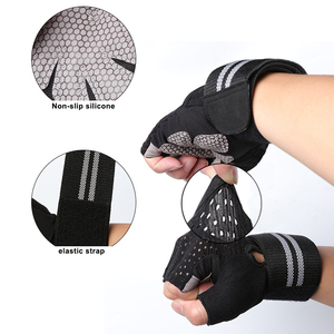 Guantes de Gimnasio de Medio Dedo 2026 con Correa Ajustable para la Muñeca, Transpirables, para Levantamiento de Pesas, Negros - Product Image 3