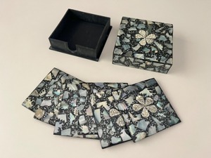 MOP Inlay Modern Square Coaster & <b>Storage</b> <b>Box</b> Set Handmade From REHMAN CRAFT - Product Image 4