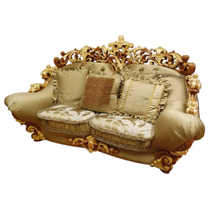 ชุดโซฟาคลาสสิกยุโรปสุดหรู แกะสลักจากไม้มะฮอกกานีแท้ เฟอร์นิเจอร์ห้องนั่งเล่นสไตล์บาโรกหุ้มเบาะ - Product Image 6