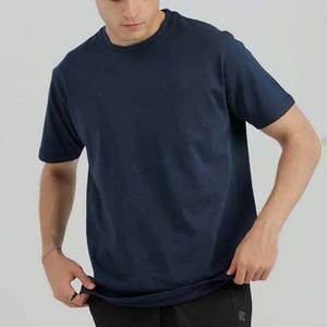 T-shirt à manches courtes pour homme, bleu marine, col rond, coupe ample, jersey 100% coton, imprimé décontracté - Product Image 2