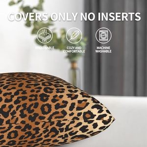 Housse de coussin carrée à imprimé léopard, style bohème, décoration d'intérieur, taie d'oreiller lavable, motif animal - Product Image 3