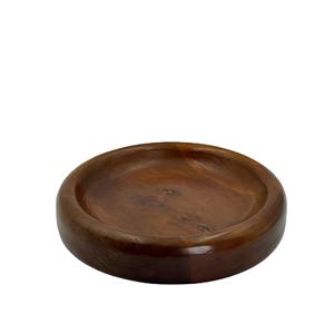 Magnifique assiette de service ronde de luxe faite à la main, 8,25 pouces, en bois d'acacia avec finition noyer, pour la maison et les restaurants - Product Image 1