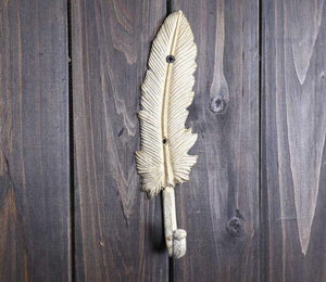 Premium Aluminum Feather Wall Hook Decorative Single Coat Hook <b>Rustic</b> Wall Mounted Hat Key Towel Robe Hanger for Home Decor - Product Image 2