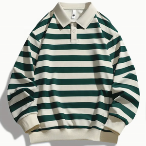 Polo à rayures à manches longues avec logo personnalisé pour hommes, court, décontracté, à manches longues, col, service personnalisé, polos vierges longs - Product Image 1