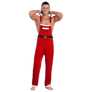 Costume de Noël homme grande taille Costume de Père Noël en flanelle Salopette de poche sans manches une pièce pour les vacances de Noël - Product Image 2