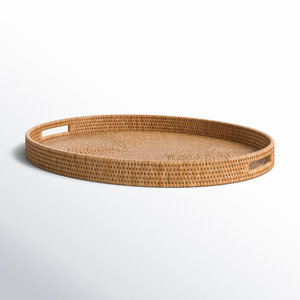 Artefactos Bandeja de servicio de ratán con asas recortadas Diseño otomano ovalado - Product Image 5